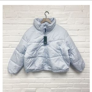Cropped Puffer Jacket Coat Light Blue Sz XXL